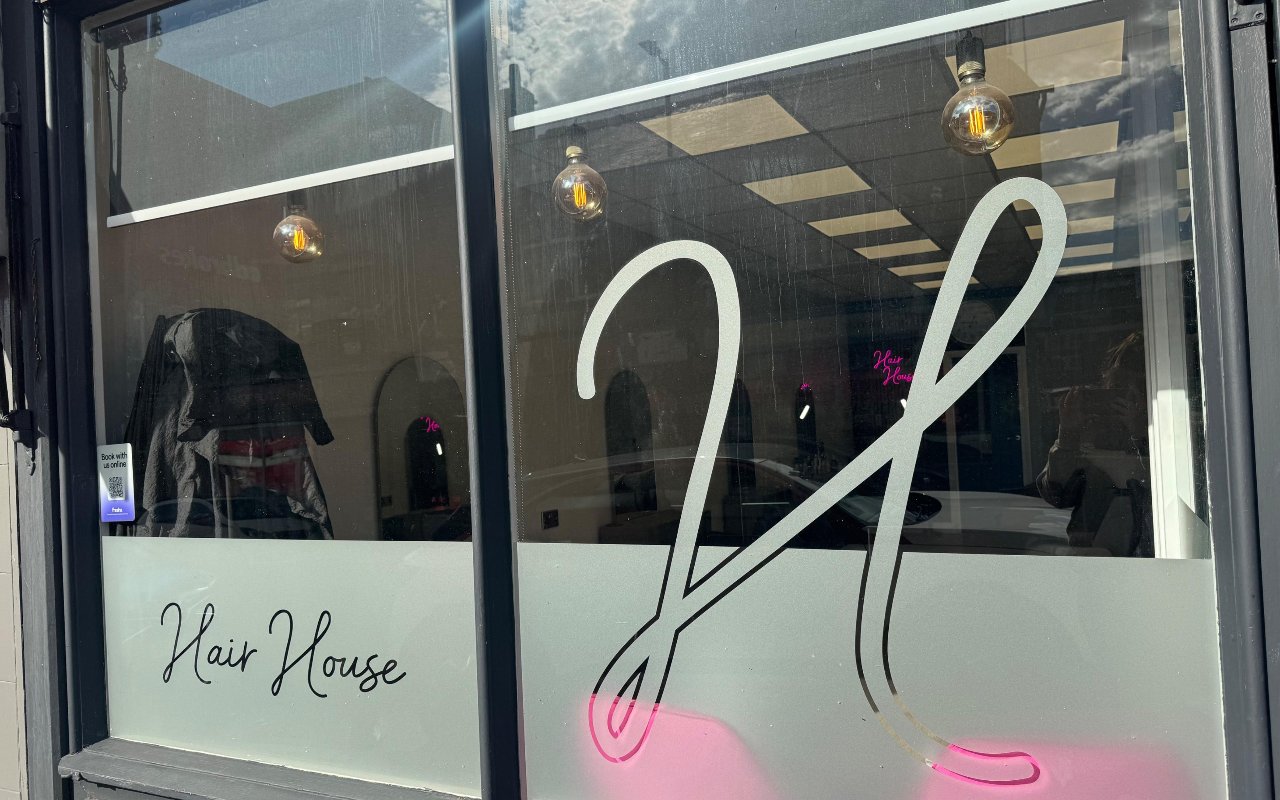 The Hair House salon shopfront on Chapel Lane, Bingley